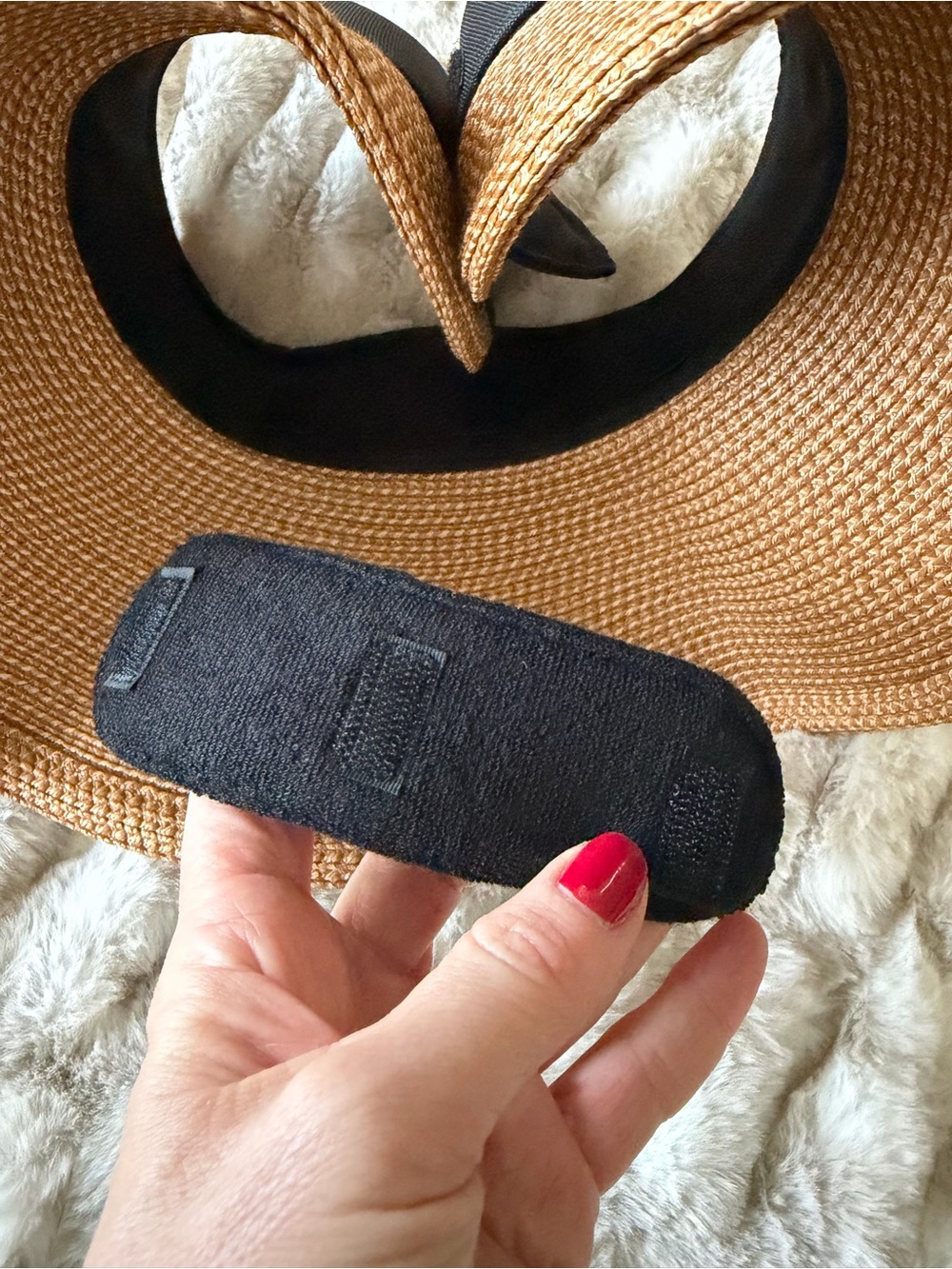 ERIC JAVITS SQUISHEE HALO HAT NATURAL/BLACK ONE SIZE ADJUSTABLE - Picture 8 of 14